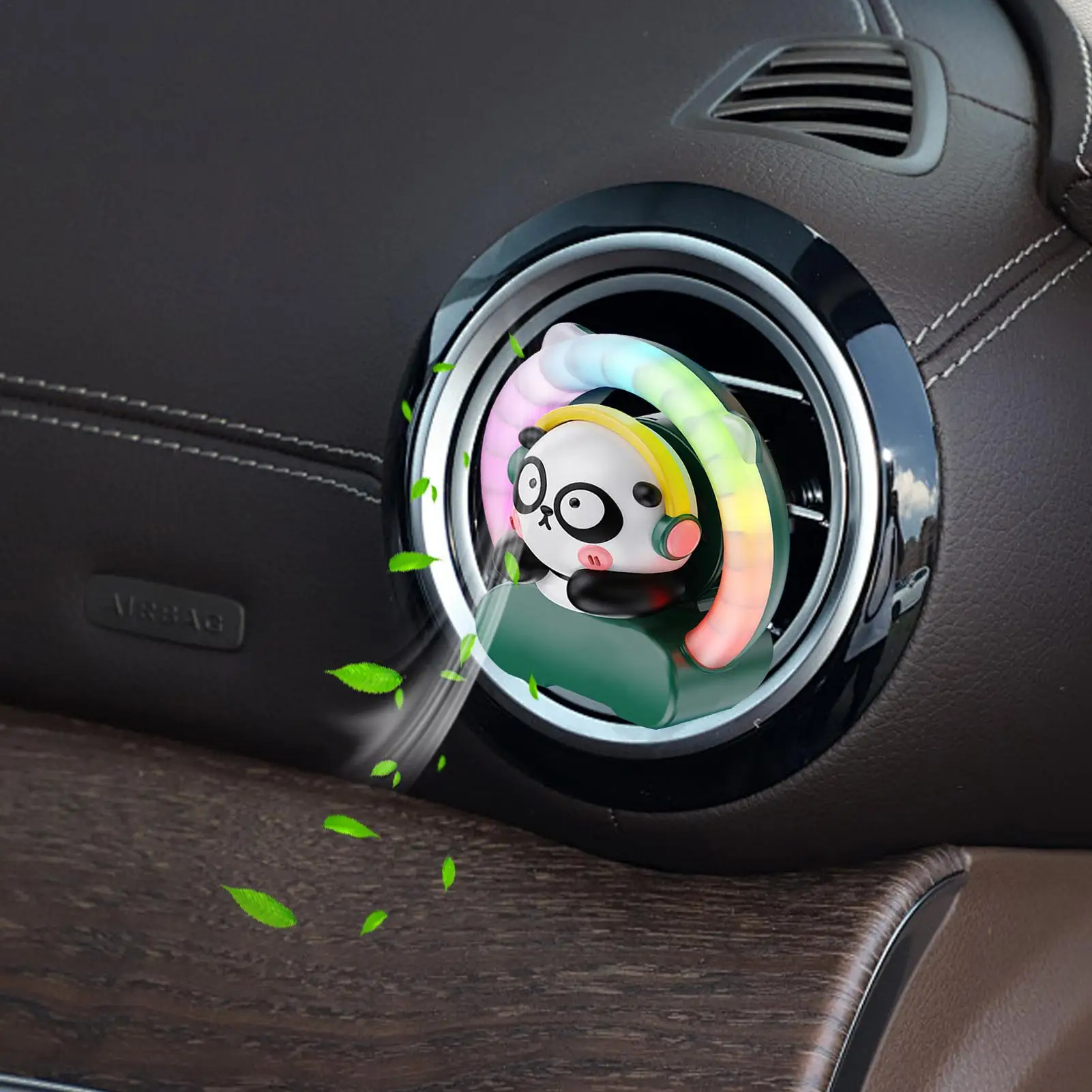 

Panda Car Aromatherapy Diffuser Music Rhythm Lights Air Freshener Outlet Fragrance Diffuser With Atmosphere Light Rechargeable