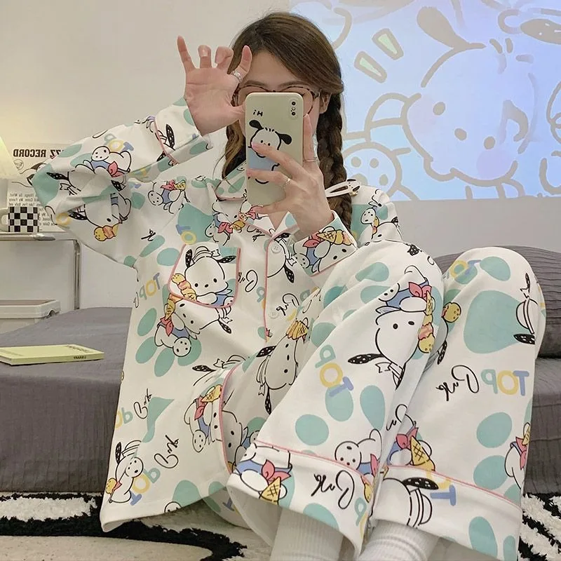 Cartoon Disney Stitch new spring and autumn student girls long-sleeved outer wear comfortable and versatile home wear pajama set