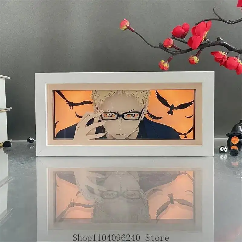 

Anime GAME Haikyuu Kei Tsukishima Paper Cut Shadow Led Light Box For Room Decor Lightbox Kid Birthday Anime Table Lamp Power