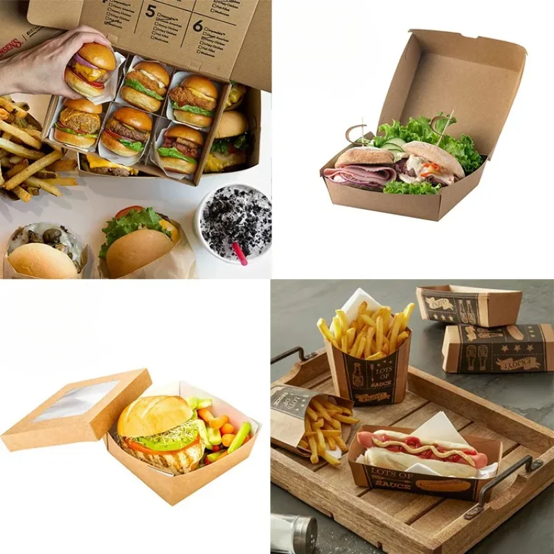 Conteneur en papier personnalisé pour aliments à emporter, boîte à ailes de poulet à emporter, emballage de repas personnalisé pour frites et kebab, produit de poulet