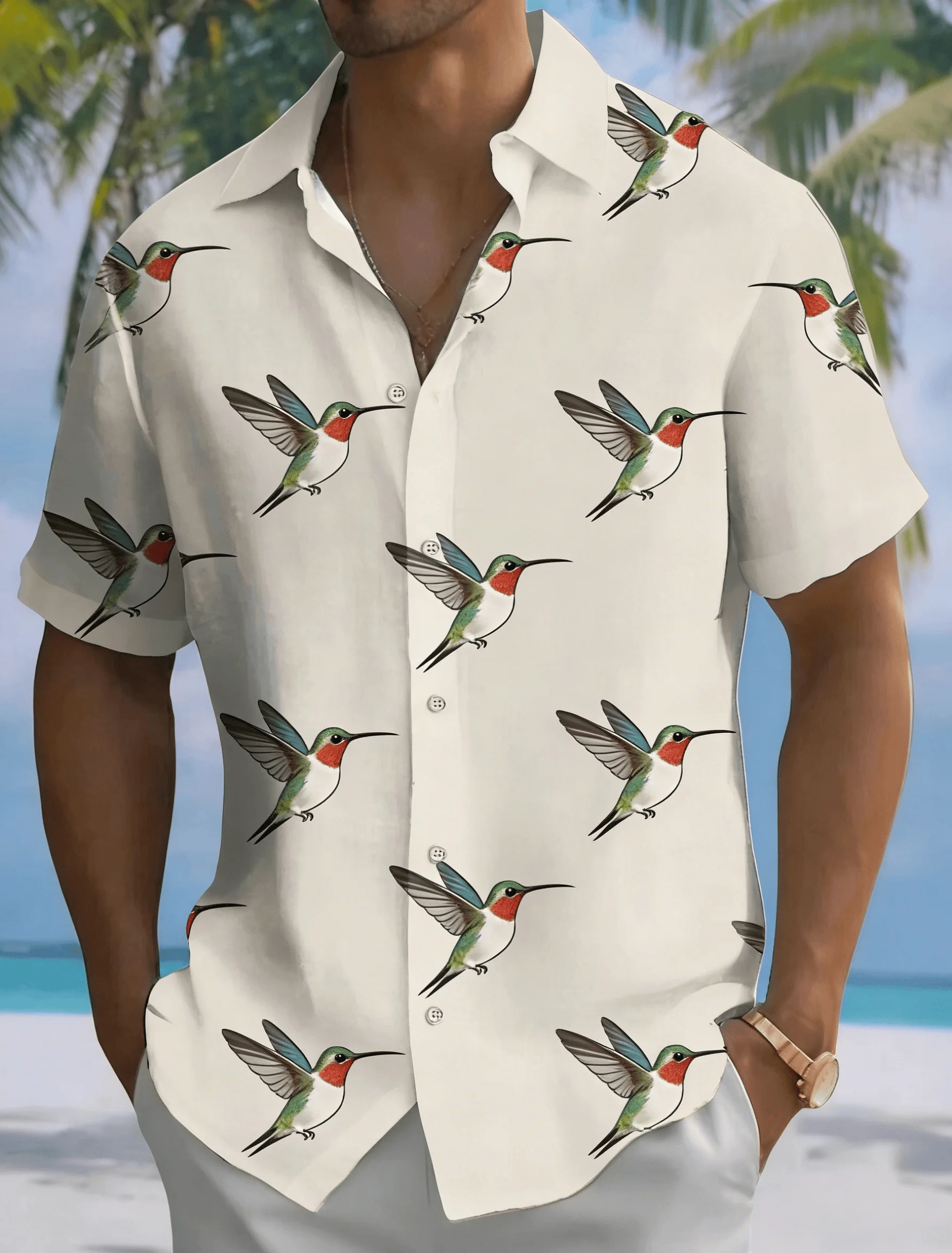 

Men's Summer Casual Shirt, Simple Pattern Short Sleeve Shirt, Light Turn-Down Collar Top for Daily Wear