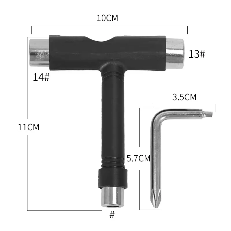 أدوات التزلج متعددة الوظائف المحمولة سكيت T شكل ملحق مع مفتاح ألين فيليبس رئيس وجع أدوات مفك البراغي أجزاء