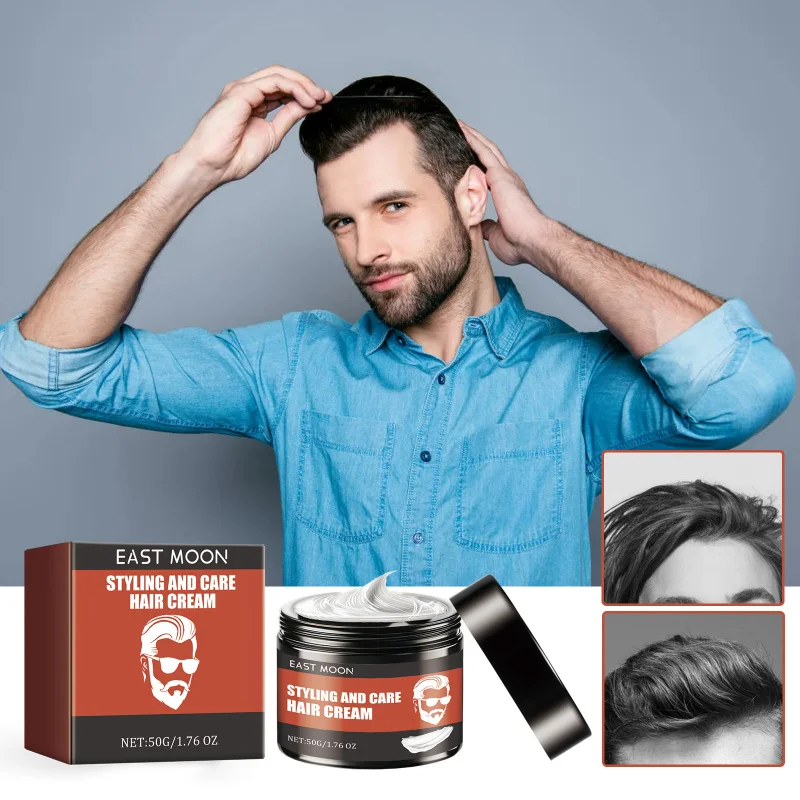 

Men's Hairstyling Cream - Style Hair, Strengthen Roots, Moisturize, Add Shine, Create Natural Voluminous Look, 50g