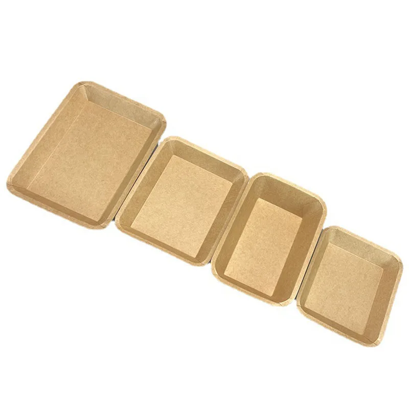 Waterproof And Oil Proof Disposable Kraft Paper Plate Tray Thickened Party Cake Barbecue Fried Chicken Tableware Dinner Plate