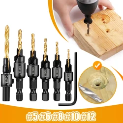 Broca Universal HSS para avellanador, juego de taladros para carpintería, orificios piloto para tornillo, broca, guía de taladro, herramientas manuales de perforación