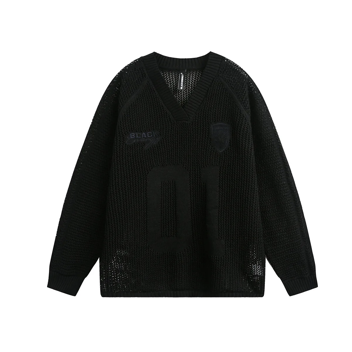 MWJLPWQ メンズ 2025 秋新作 アメリカンスタイル ホローデザイン ニット シンプル Vネック セーター ユニセックス プリント カジュアル トップス トレンド 20971