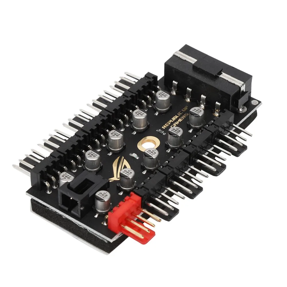 Practical 10 Channel Fan Hub 4Pin 12V PWM Fan Hub PC Fan Hub Desktop Computer Case