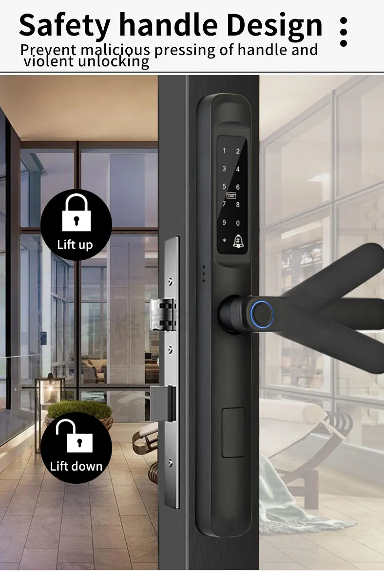 Imagem -06 - Porta Deslizante de Aço Mortise Trabalhe com Smart Lock Levante para Bloquear Pressione para Desbloquear 2585 2885 6085 Garfo 6585 7085