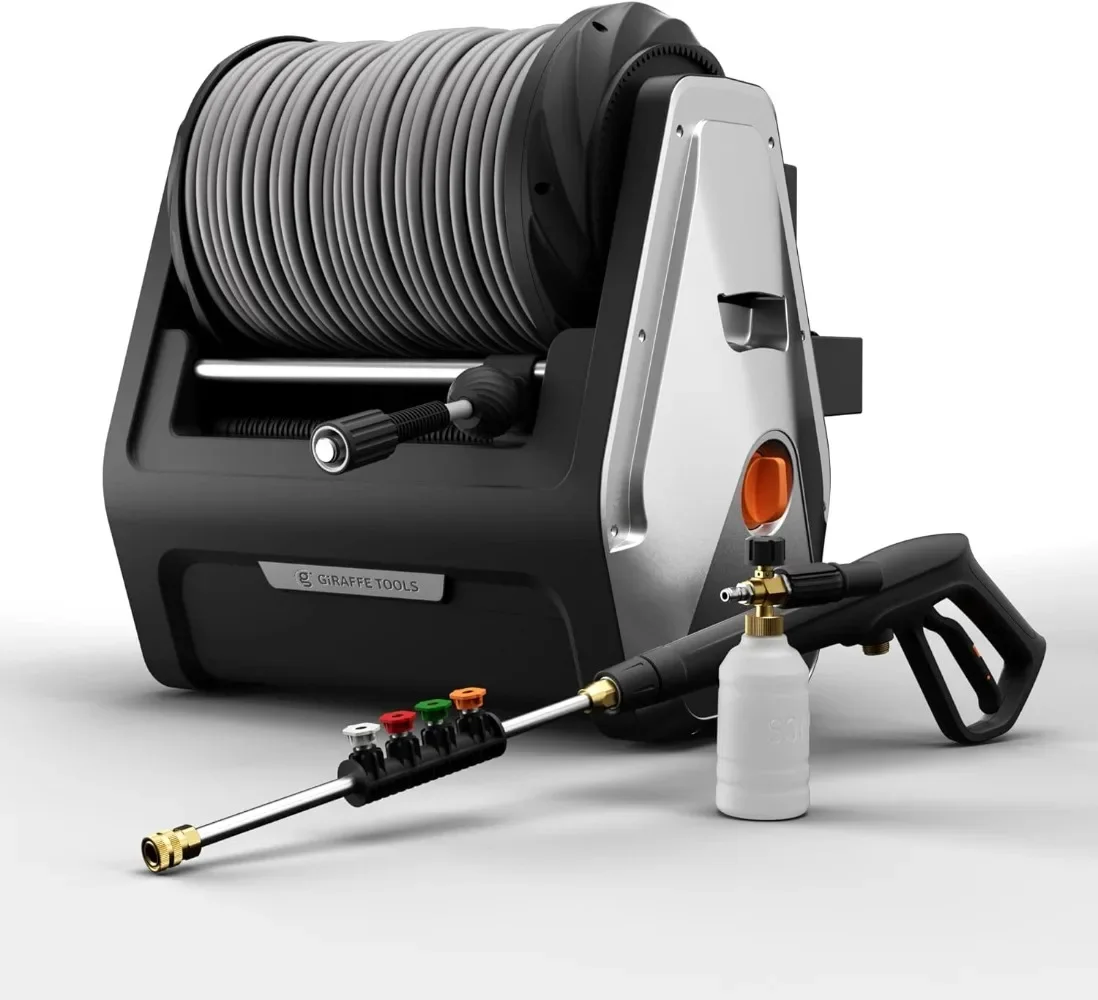 Grandfalls Pressure Washer Plus+, Electric Wall Mounted Power Washer with 100FT Replaceable Pressure Hose