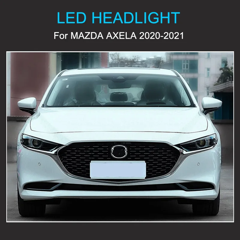 1 Pair LED Headlight Assembly for Mazda Axela 2020 2021 Headlights Plug and Play with Full LED DRL Turning Front Head Lamps