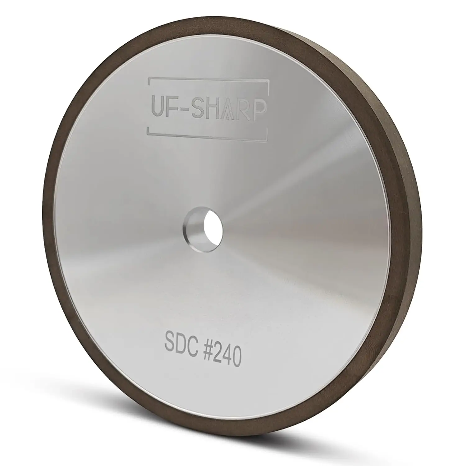 

Resin Diamond Grinding Wheel for Twice as Sharp, 240 Grit, 5 inch Dia, 1/2 inch Thick, 1/2 inch Arbor