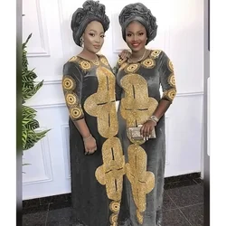 African Dress For Woman Velvet Stone Dress Long Dress Without Scarf