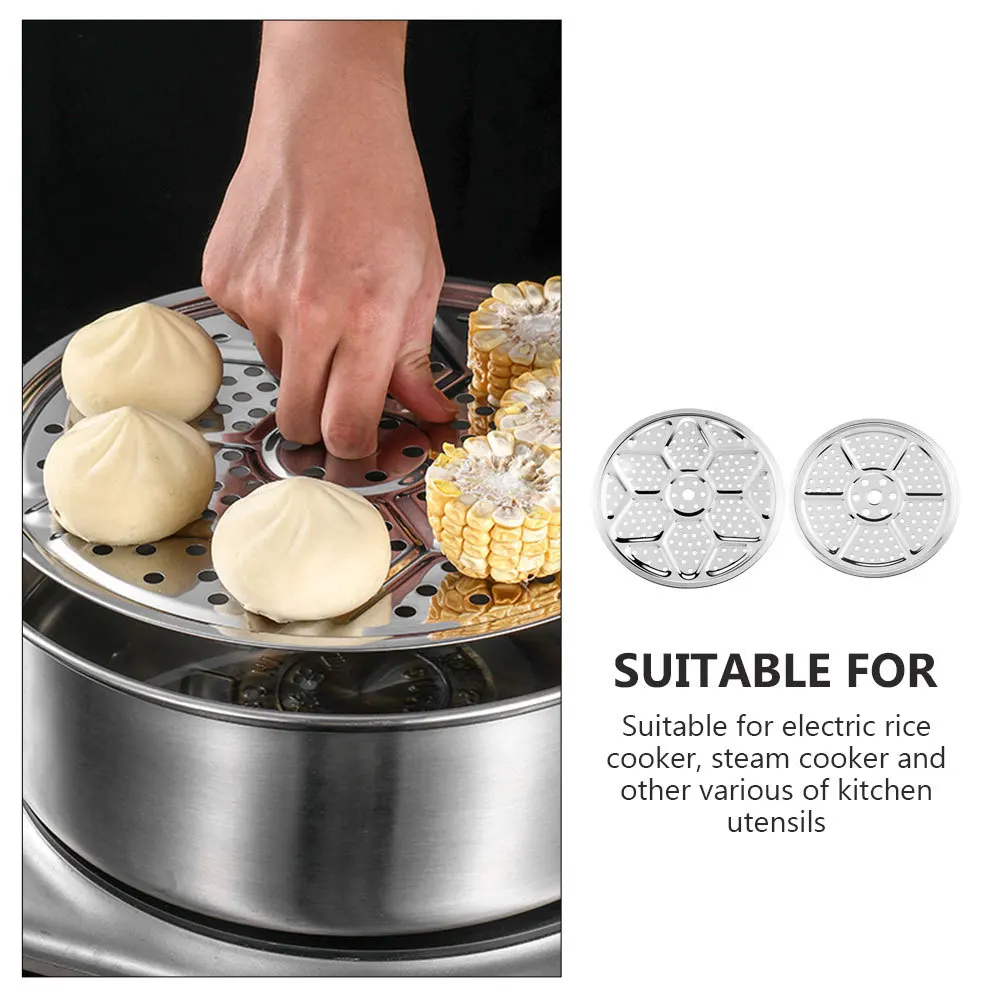 

2Pcs Stainless Steel Steamer Plates Premium Heat Resistant Food Steaming Rack for Rice Cooker Kitchen Pot Steaming Tray Cooking