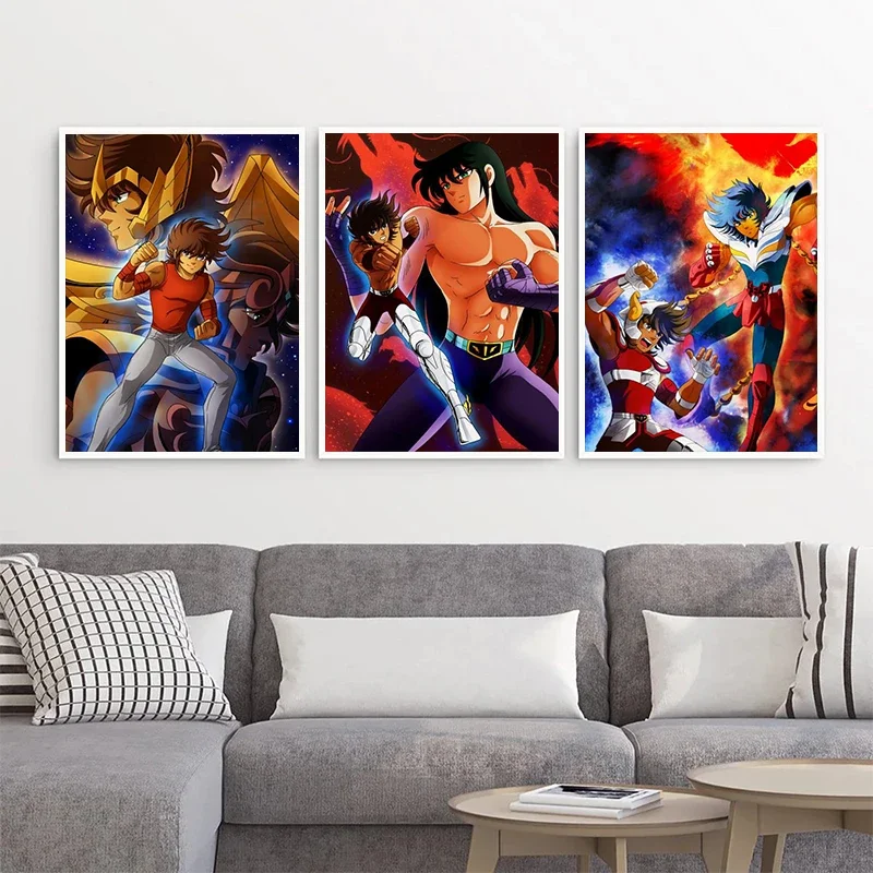 1PC  frameless canvas paintings,Classic Anime Saint Seiya Poster Prints Japan Cartoon Virgo Gold Knight Canvas Painting Wall Art