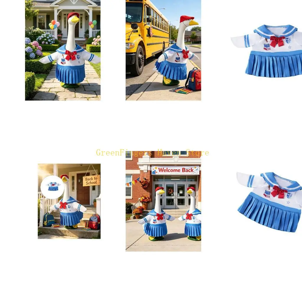 F68D Porch Geese Costume Back To School Geese Costume Uniform With Cap Geese Statue