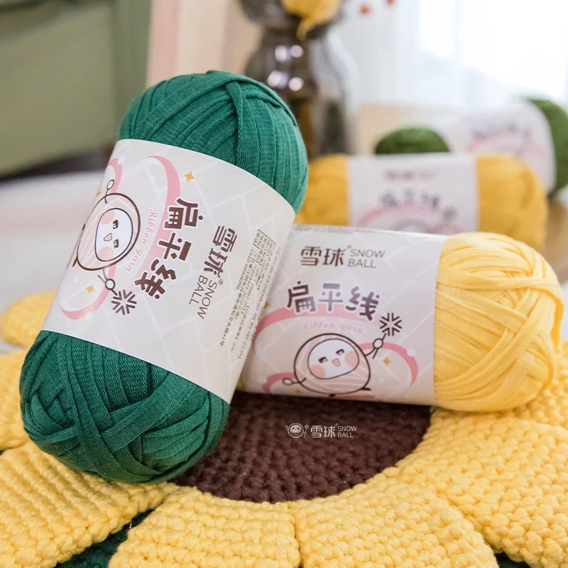 100g/bola, 70m.9mm hilo plano tejido a mano bolsa DIY, almacenamiento de muñecas, cojín, manta, tira de tela acrílica hilo Estambre Para Tejer