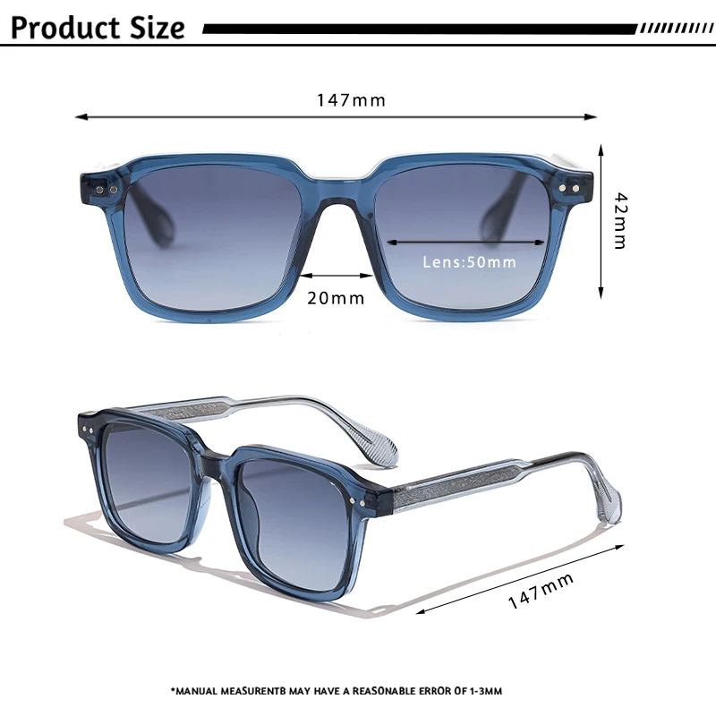 CATERSIDE Retro-Sonnenbrille für Herren, quadratischer Rahmen, Markendesign, Core Insert Temple Sonnenbrille, Damen-Sonnenbrille für Reisen, Party, Urlaub, Geschenk – Detail 3