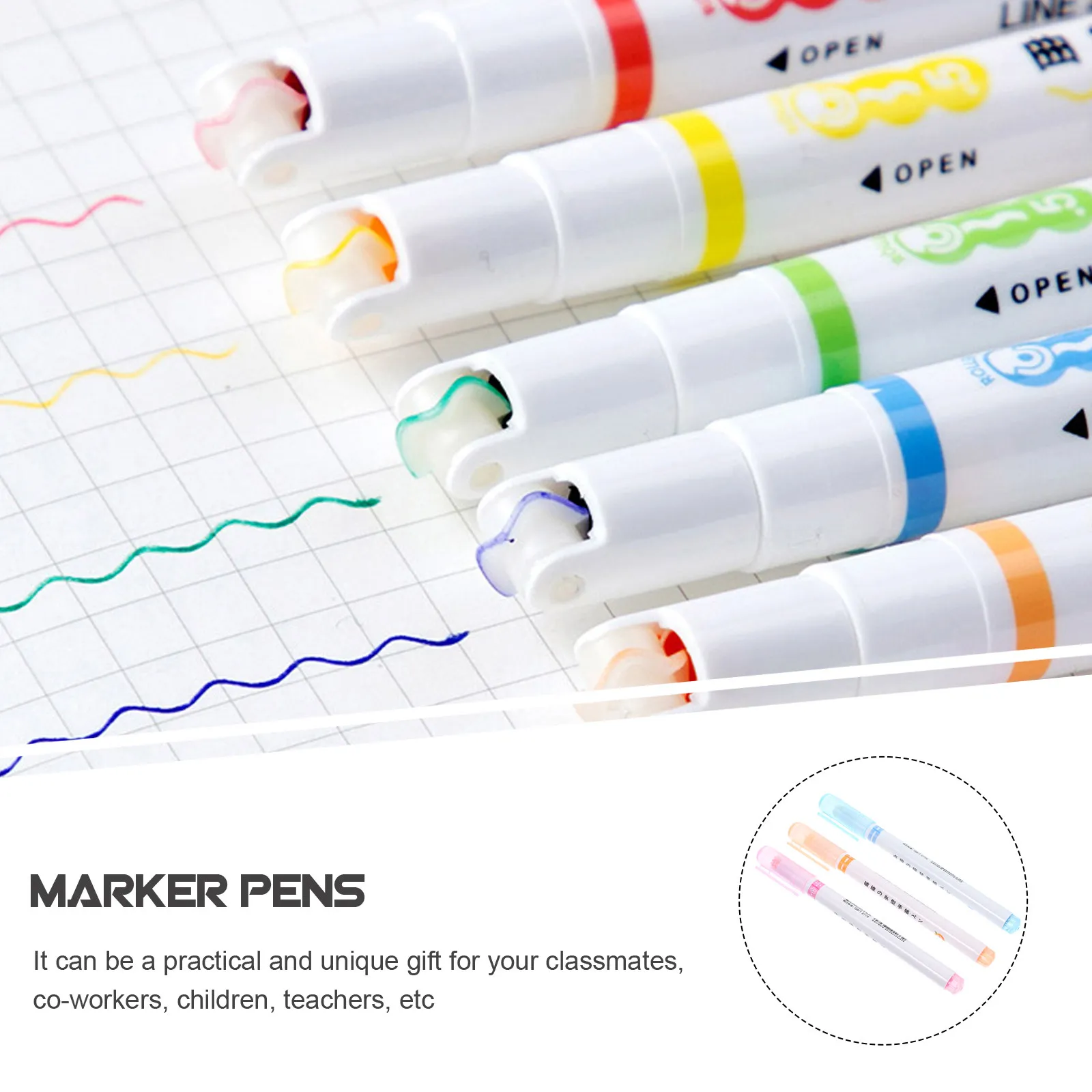 Lot de 3 surligneurs mignons à rouleau pour le bureau, l'école, la création artistique – Marqueurs à écriture fluide pour enfants et enseignants – Idée cadeau