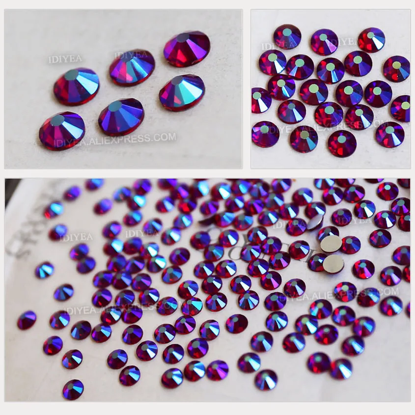 Dark Siam AB all sizes SS3-SS30 Nail Rhinestones manicure crystals for sequins nails art decoration Non Hot Fix glitters stones