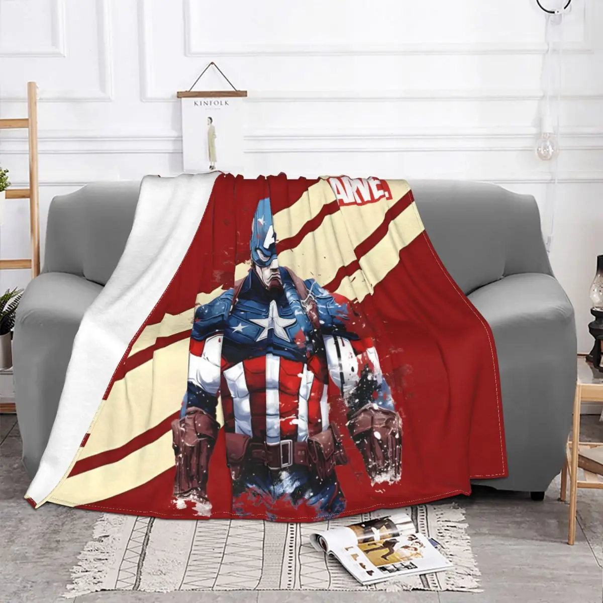 MARVEL Super Hero America Captain Blanket Plush All Season Breathable Super Warm Throw Blankets For Car Bedspread