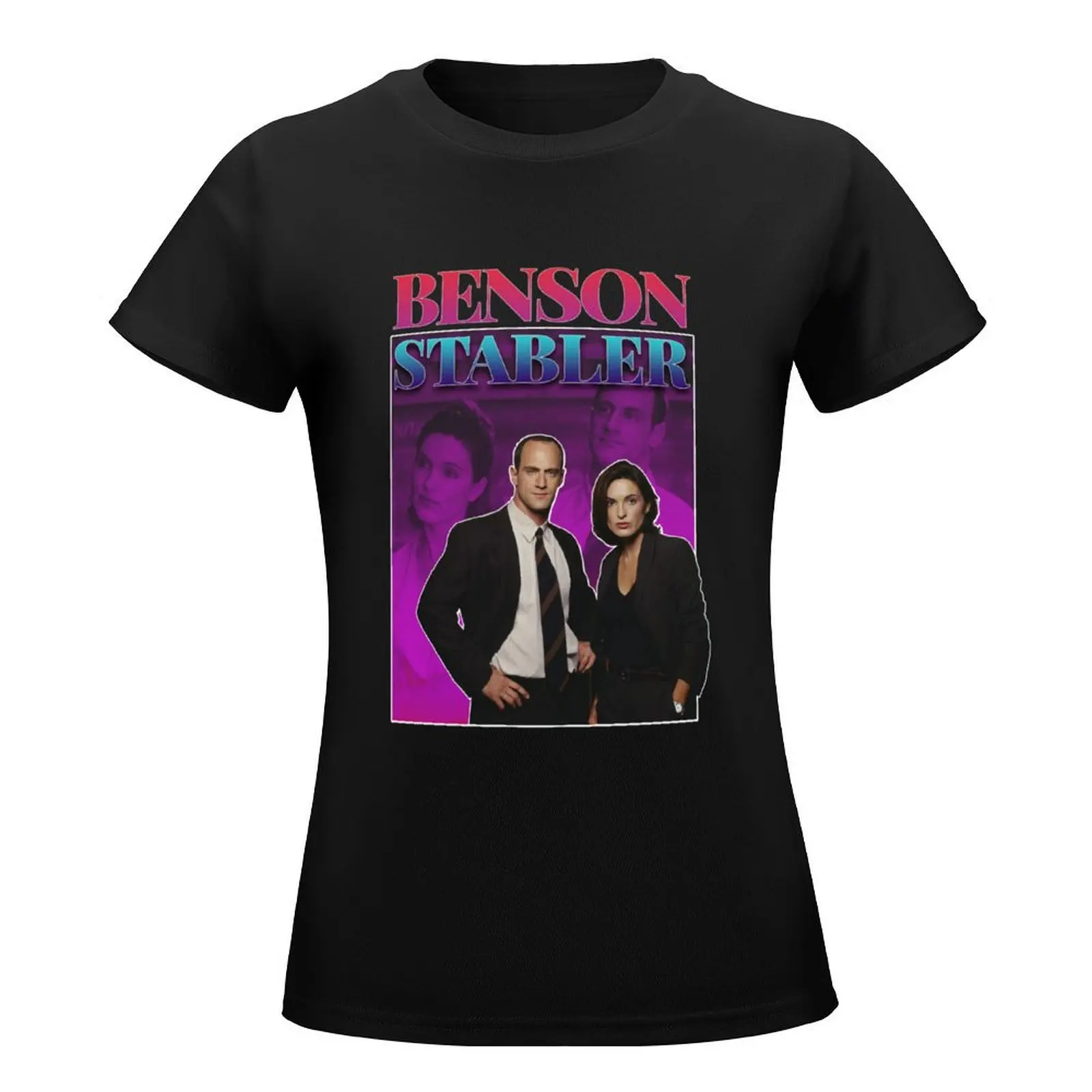 Olivia benson_amp_ Elliot stabler 90s แรงบันดาลใจให้กับเสื้อยืดเข้ารูปเสื้อผ้าหน้าร้อนย้อนยุคเสื้อกราฟิกเสื้อยืดผู้หญิง