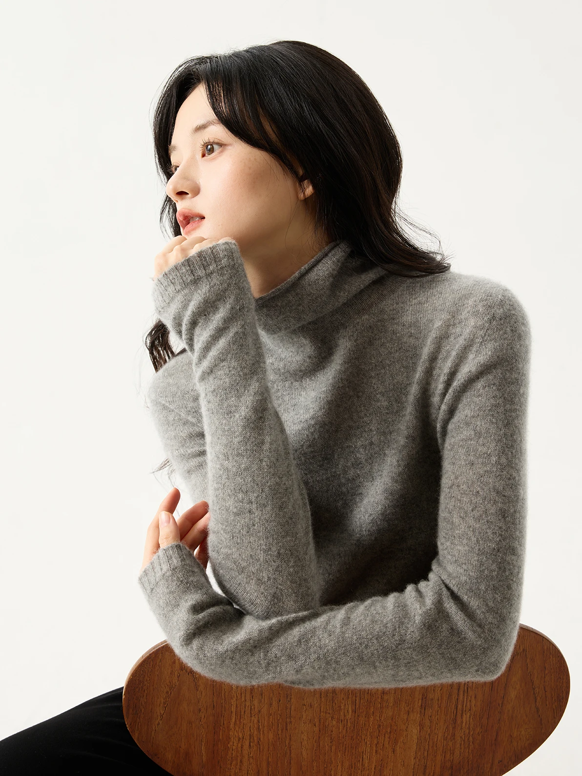 

Ультракомфортный свитер из кашемира с высоким воротником и эффектом облачной мягкости, премиум-качество, свободный крой, длинный рукав, женский.