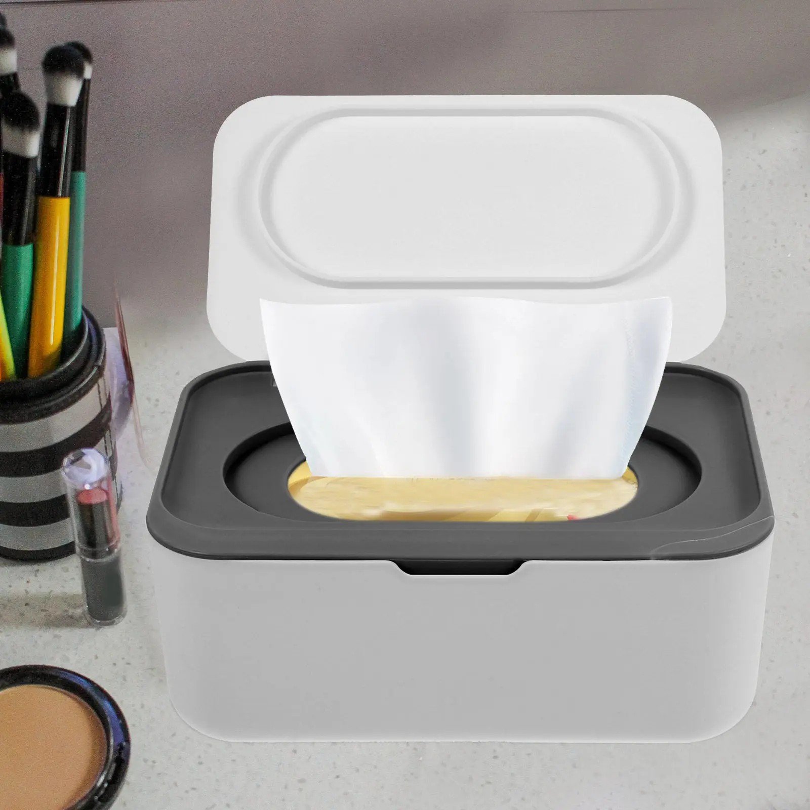 Фото Компактный контейнер для многоразовых салфеток премиум-класса, диспенсер для детских салфеток, удобный для путешествий и прогулок, легко моется.