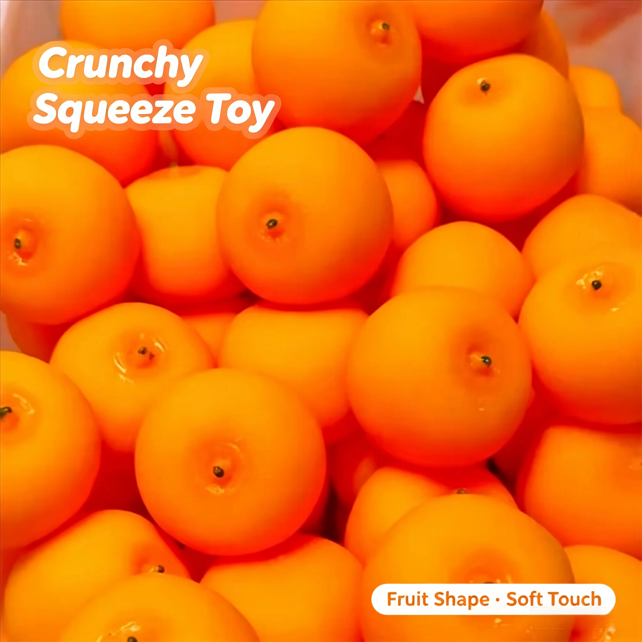 Crispy Orange Squishy Stress Ball Round Blocks Filled ASMR ADHD Fidget Toy Crunchy Squeeze Toy for Gift