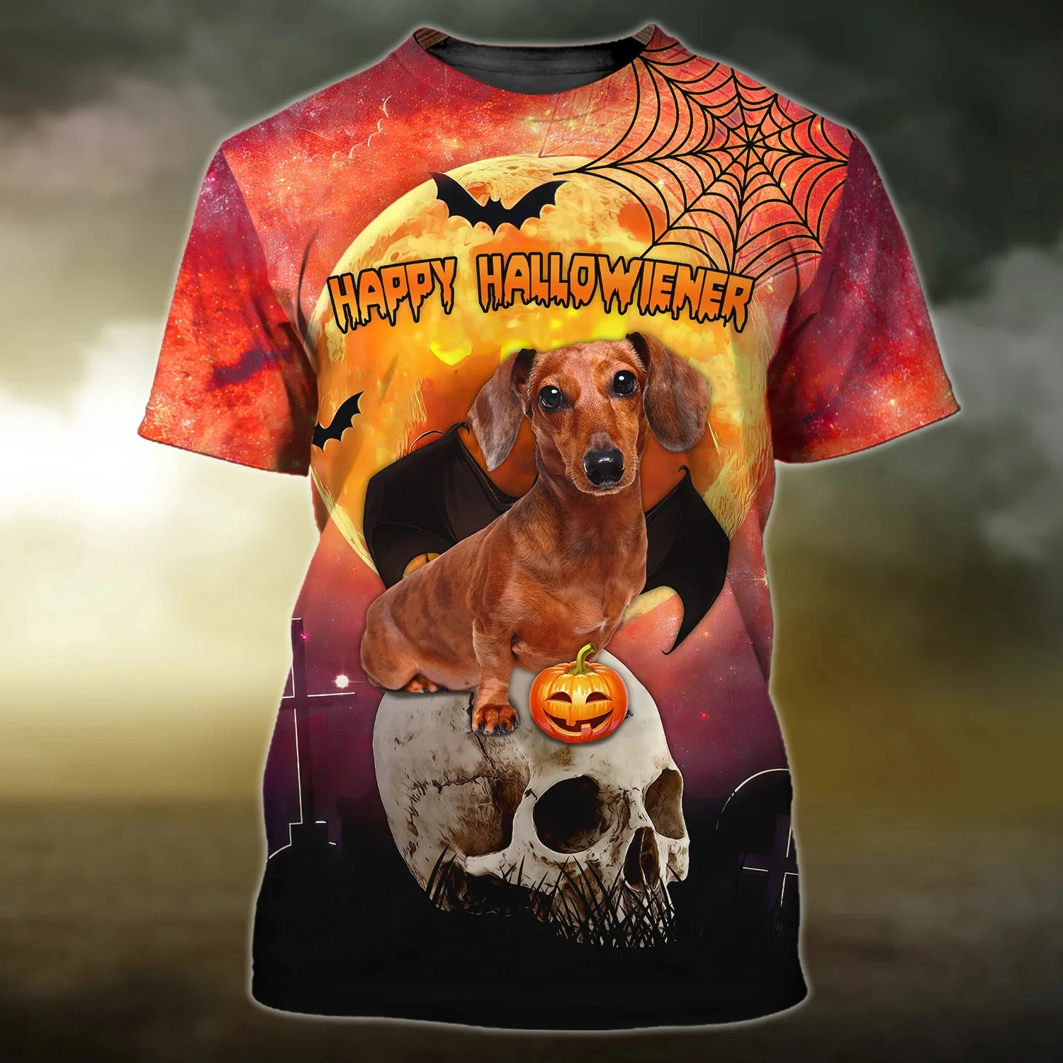 PLstar Cosmos Newest Summer Men‘s Fashion T-shirt Happy Halloween Dachshund 3D Printed t shirt Unisex Casual Tshirt DW124