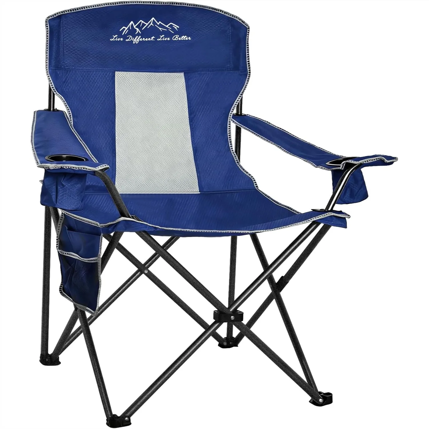 

Folding Camping Chair with Mesh Back and Cup Holder for Outdoor Beach Fishing Sports Patio