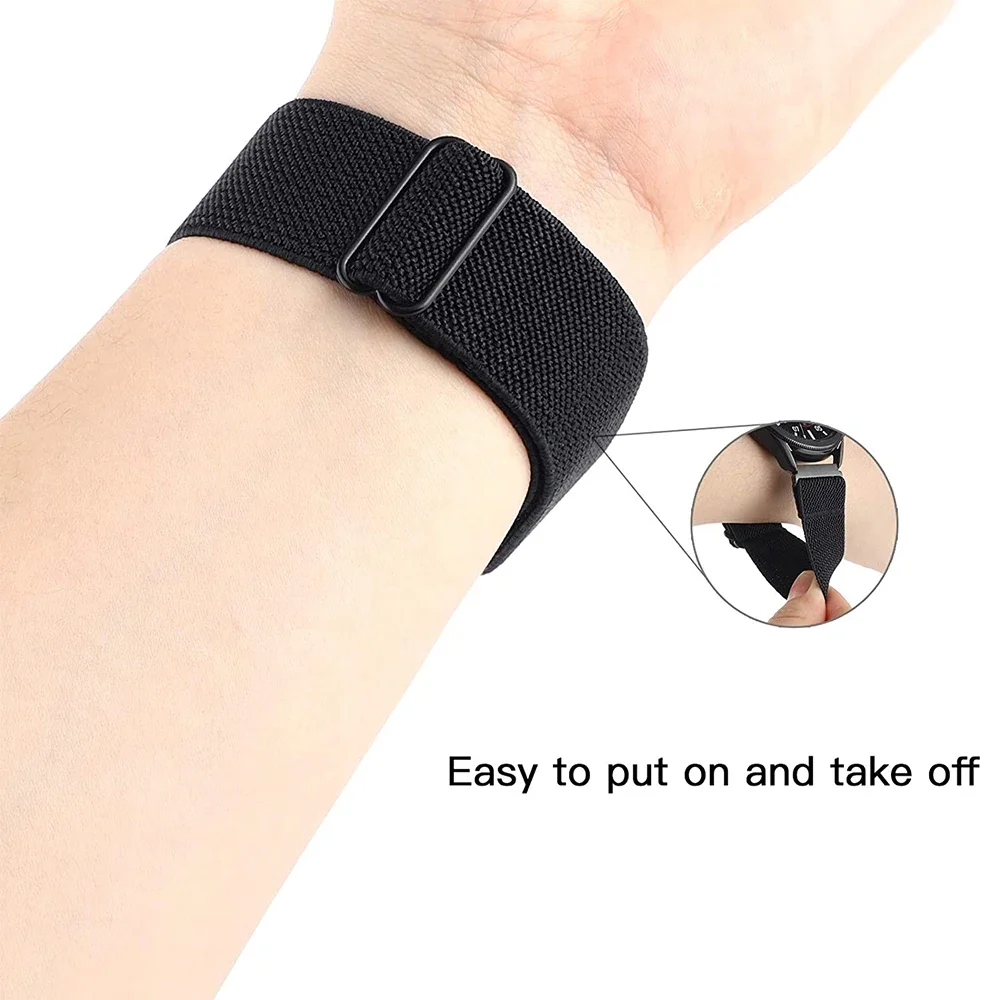 20mm 22mm Elastic Nylon Loop Strap for Samsung Galaxy Watch 4 5 6 7 40/44mm Pro Calssic 42/46mm Band Huawei Gt2/3 Amazfit Gts2/4 image 4