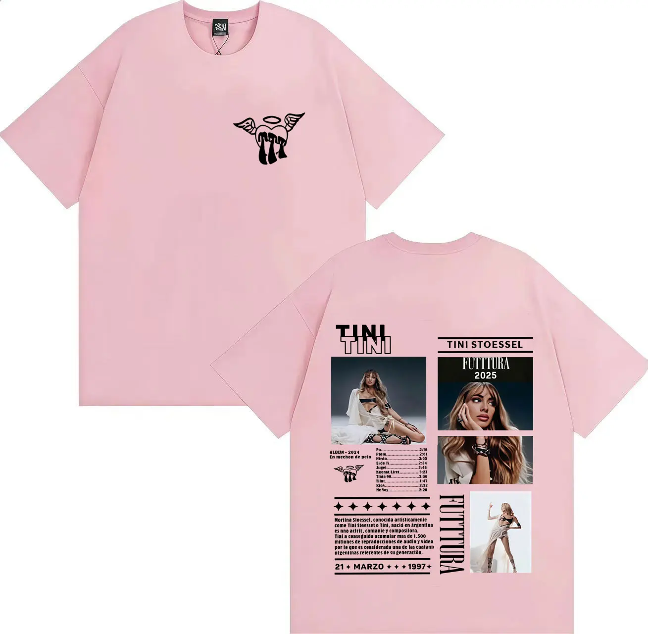 الرجال Tshrits الصيف الساخن المغني TINI Futttura ألبوم جديد المد الموسيقى القوطية القمم للجنسين مزدوجة الوجهين طباعة الجمالية قصيرة الأكمام