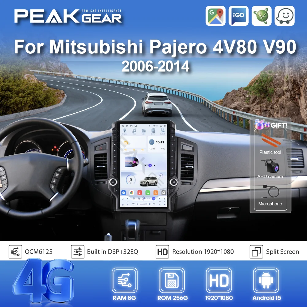 Android15 Car Multimedia Video Player 14.5″For Mitsubishi Pajero4 V80 V90 2006-2014 GPS navigation wireless Carplay Auto 4G wifi