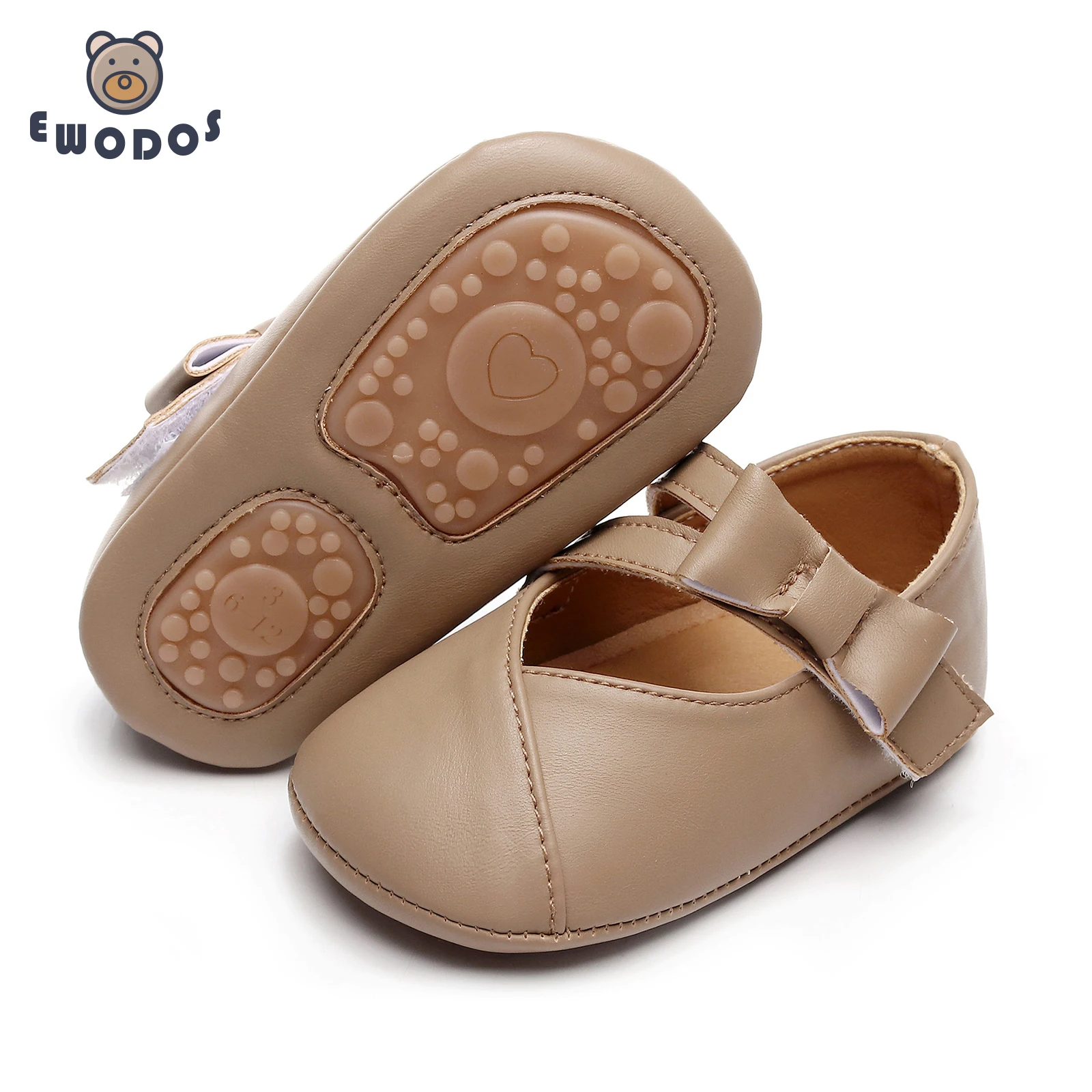 EWODOS Toddler Baby Girls Sweet Mary Jane Shoes PU Leather Bow Princess Flats Casual Walking Shoes for Newborn Infant Toddler