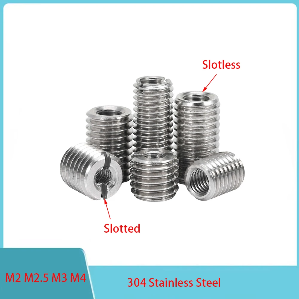 10pcs M2 M2.5 M3 M4 304 Stainless Steel Slotted/Slotless Inside Outside Thread Adapter Screw Insert Sleeve Conversion Nut
