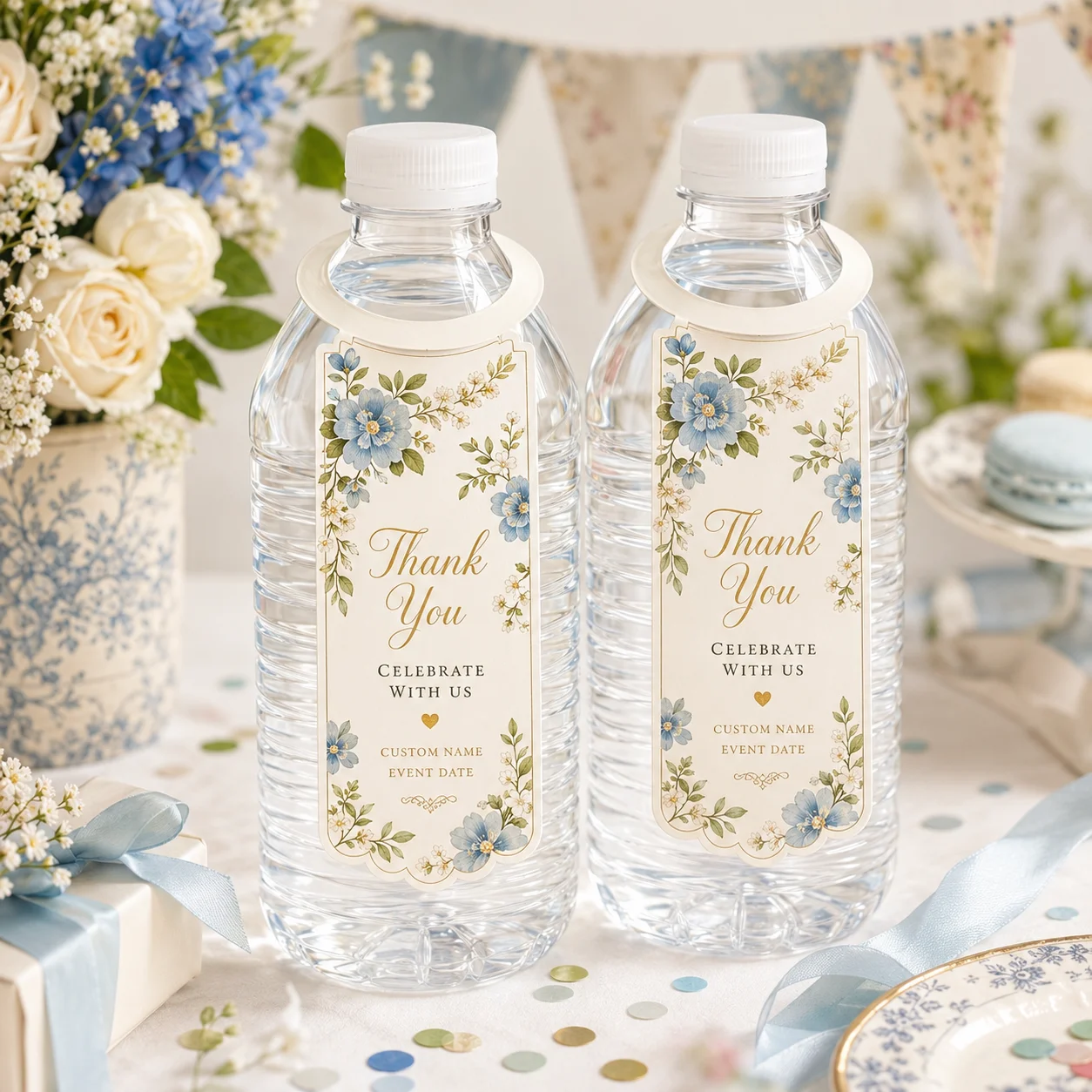 Étiquettes personnalisées pour bouteilles d'eau, manchons en carton personnalisés pour bouteilles, étiquettes pour décoration de mariage, fête, événement, cadeau, fournitures pour boissons