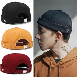 Vintage Dome Hat Mens Melon Beanie Cap Solid Color Docker Hat Unisex Adjustable Winter Hat for Women Men Bonnet Beanies