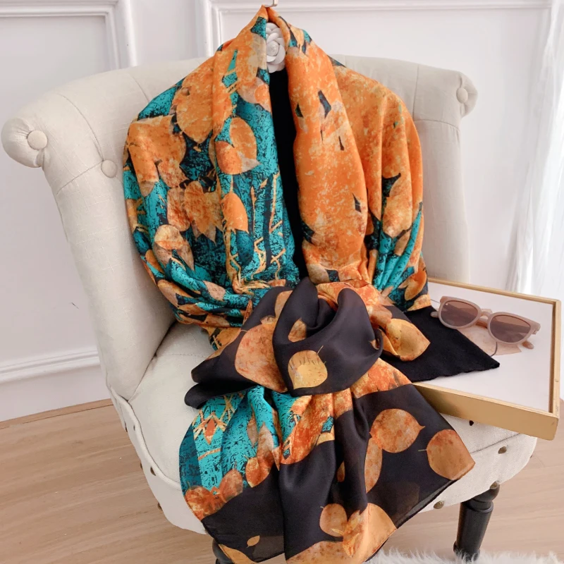 

Ladies Fashion Scarf Headscarf Pashmina Headscarf Luxury Brand Spring Summer Silk Scarf Autumn Winter Women's Beach Silk Shawls