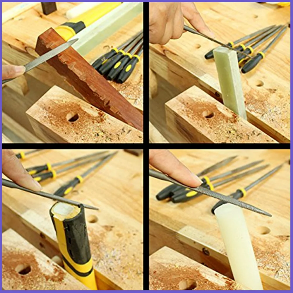 ملف مسطح ملف اليد مجموعة ملفات متعددة الوظائف أداة يدوية عالية الكربون الصلب لأعمال الخشب المعدنية والزجاج والسيراميك #3
