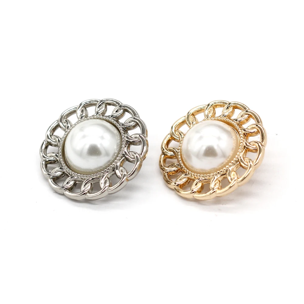 Equbo 6 Stuks 18/20/23/25Mm Ronde Holle Gouden Metalen Parel Knopen Voor Kleding Mode Vrouwen Jas Jas Jas Jas Naai Knop