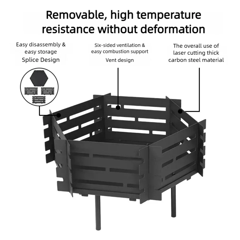 TARKA Camping Burning Stove Outdoor Firewood Stove Frame Easily Remove Suitable Picnic Hiking Camping Equipment Accessories