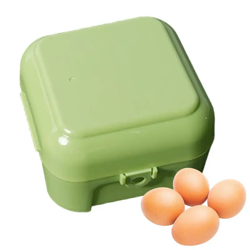 Camping Egg Holder Shockproof Egg Container For Refrigerator Built-In Egg Tray With Lid 4 Cavity Fresh Egg Keeper Removable