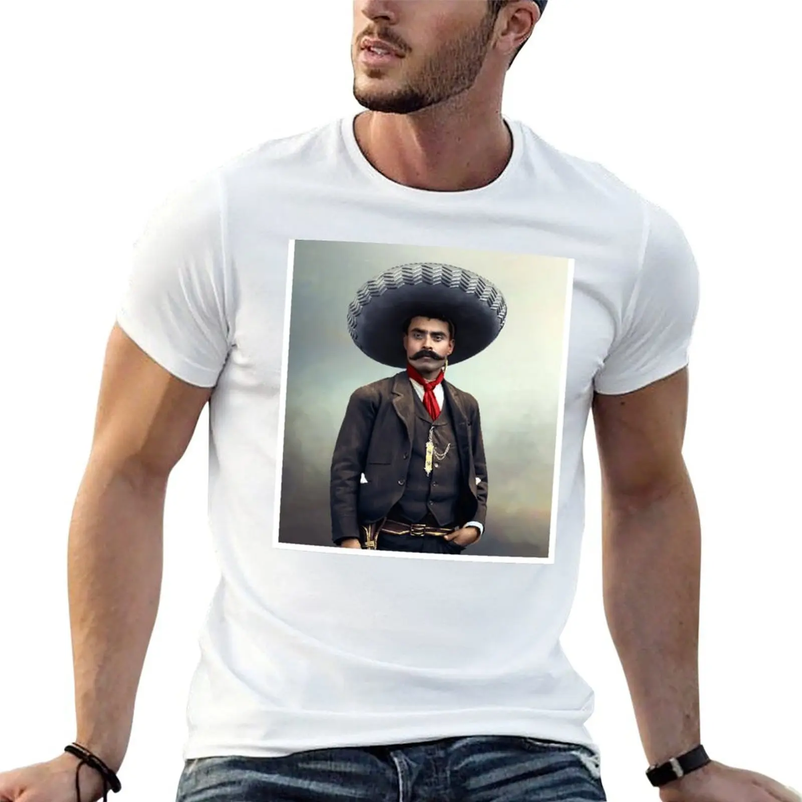 Camiseta Emiliano Zapata, camisetas de anime, camiseta de algodón de gran tamaño, camiseta 100% de algodón para hombre, camiseta 100% de algodón