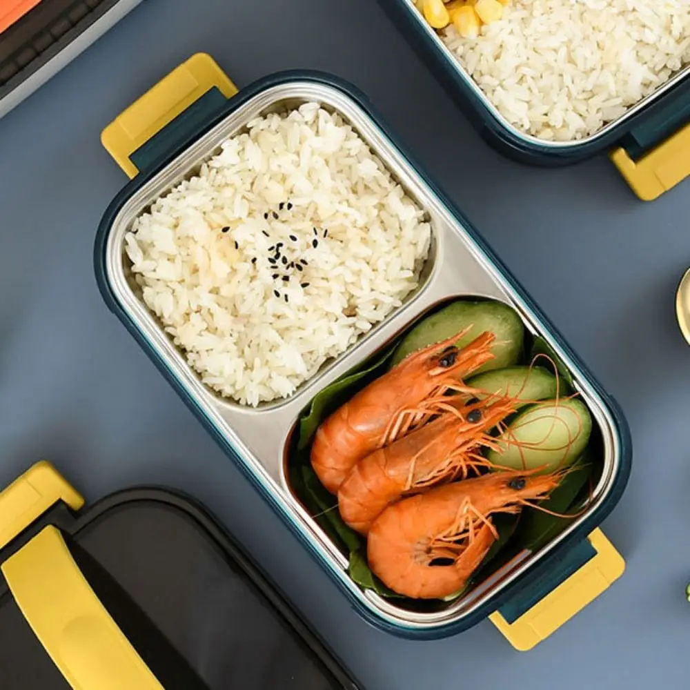 

Stainless Steel Portable Insulated Lunch Box Sealed Design 2 Layer Food Storage Container Multifunctional Compartment