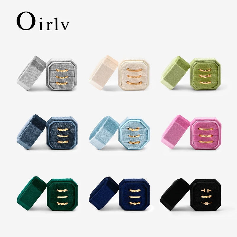 

Oirlv Wedding Flanner Ring Box Engagement Triple Slot Square Ring Box Modern Wedding Marry Gifts Muti Color 1/2/3 Slots Ring Box