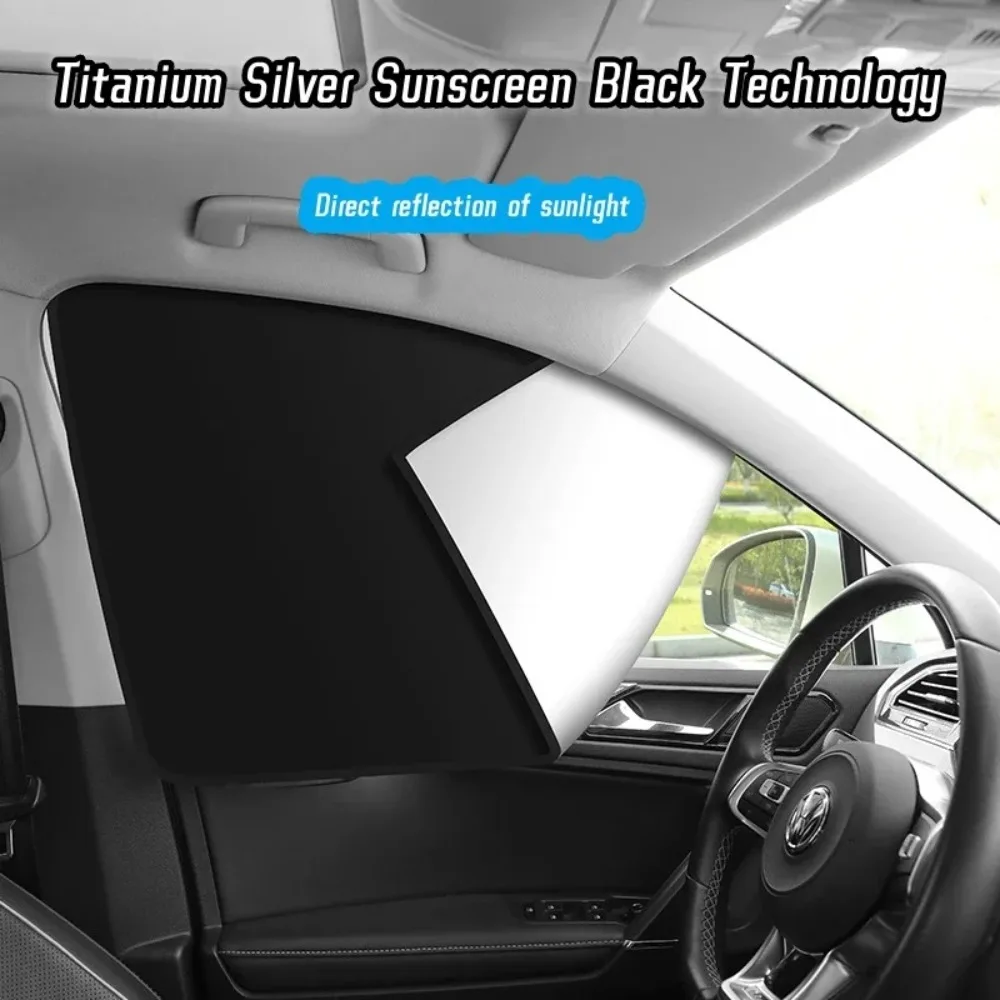 Car side windows sunshade car magnetic sunshade sunscreen thermal insulation car double-sided sun shade titanium silver