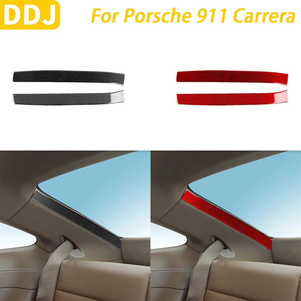 

For Porsche 911 992 Carrera 2019-2024 Carbon Fiber Rear Windshield Both Side Panel Trim Cover Car Interior Accessories Sticker