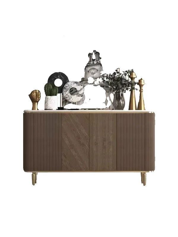 

Light luxury Italian dining side cabinet, modern stainless steel locker in living room, American simple entry door cabinet