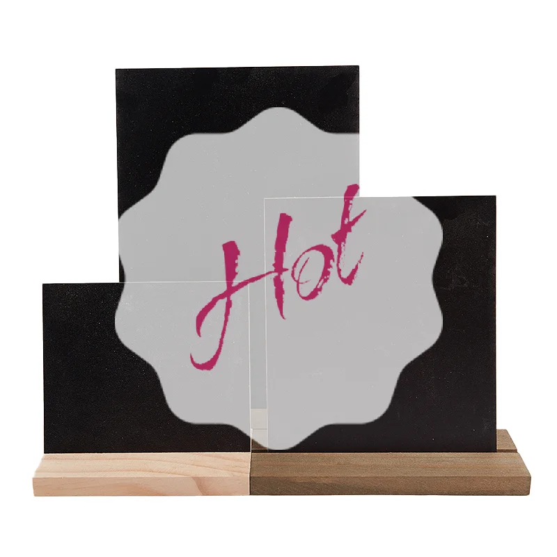 علامة عرض لوحة الرسائل، قاعدة خشبية، شارة السعر، شريط مذكرة السبورات السوداء #1