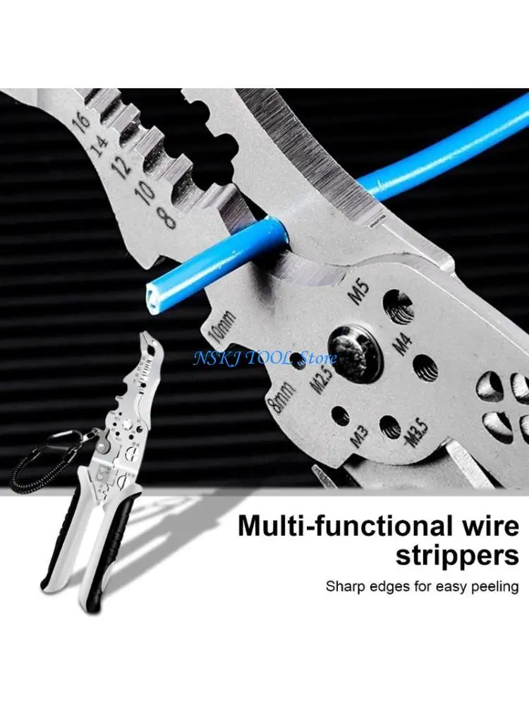 

L8RC Convenient Electrician Wire Stripper with 10Functions Crimping Tool Cutter